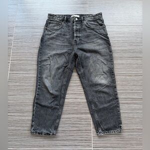 Zara cropped charcoal Denim Jeans button fly size 32